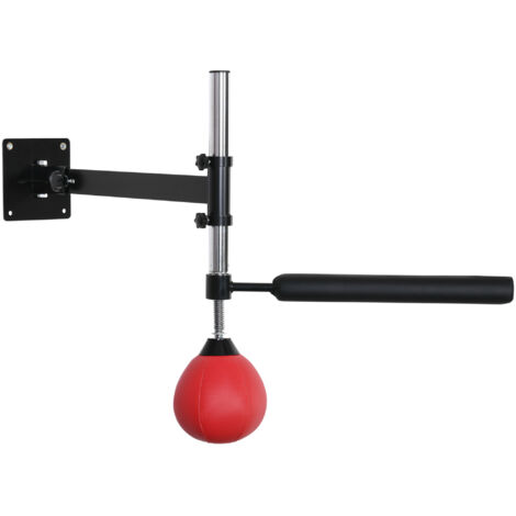 Speed Bag a Parete per Boxe e MMA 79x72x20 cm ad Altezza Regolabile con Asta in Acciaio e PU Rosso (1/5)
