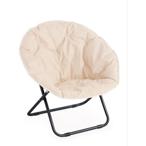 Poltrona da Giardino Pieghevole 82x35x82 cm Moon in Acciaio e Poliestere Beige