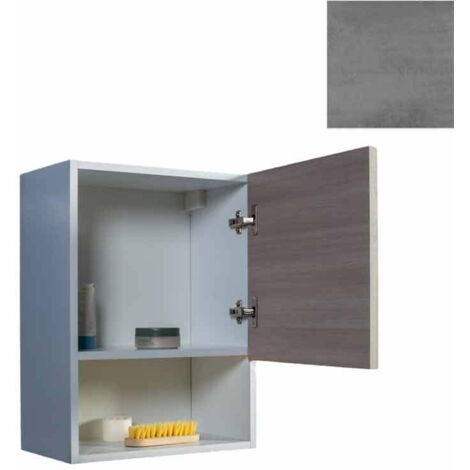Pensile Bagno Lavanderia con 1 Anta e Vano a Giorno 43x27x58 cm in Nobilitato Grigio Cemento (1/3)