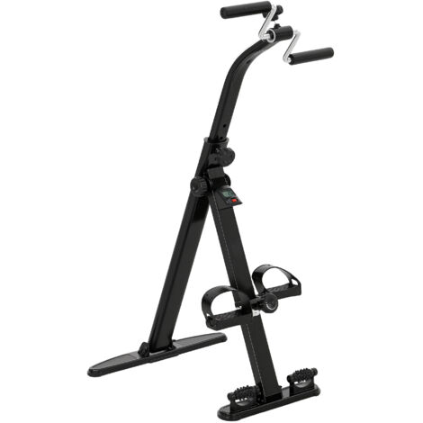 Cyclette per Riabilitazione Gambe e Braccia Design Pieghevole con Schermo LCD in Acciaio Nero (1/5)