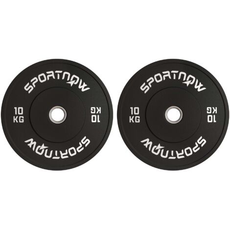 Set 2 Dischi Pesi da 10kg con Foro da 2"/5 cm per Manubri e Bilancieri in Gomma Nero (1/5)