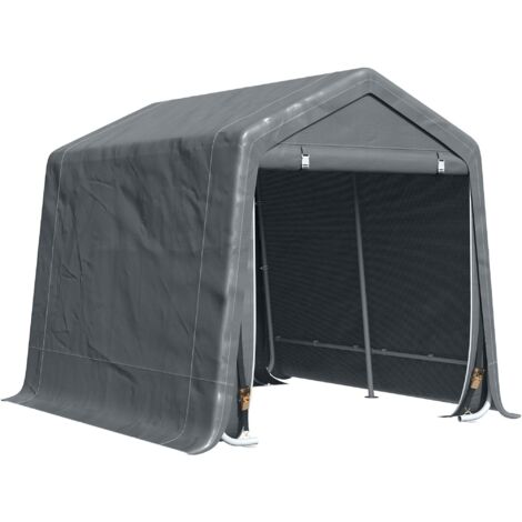 Tenda Garage 240x200x202 cm per Veicoli e Biciclette in Metallo e Tessuto PE Grigio Scuro