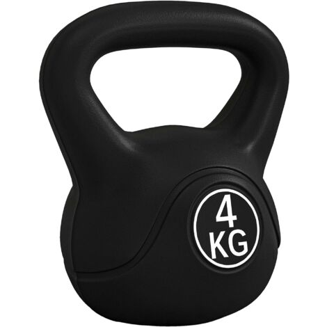 Kettlebell per Allenamento 4 kg in Plastica e Sabbia Nero (1/5)