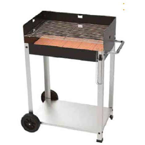 Barbecue a Legna e Carbone 56,7x36x83 cm con Mattone Refrattario in Acciaio Villalba Nero e Grigio
