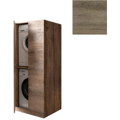 Mobile Lavanderia a Colonna per Lavatrice e Asciugatrice con Ante 70x70x174A cm in Nobilitato Unika Olmo Naturale
