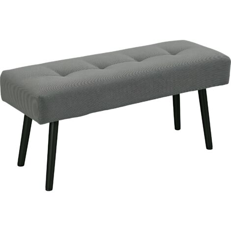 Panca Fondoletto 100x36x45 cm in Tessuto Effetto Velluto a Coste Grigio