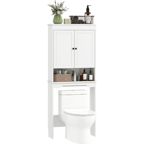 Mobile Sopra WC con Armadietto 65x22x161 cm in Legno Bianco (1/5)