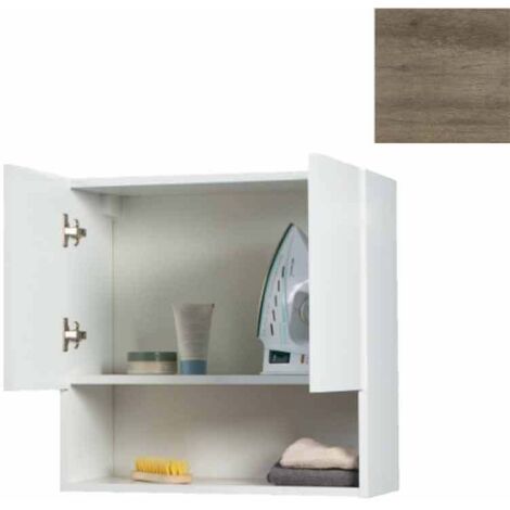 Pensile Bagno Lavanderia con 2 Ante e Vano a Giorno 57,5x27x58 cm in Nobilitato Olmo Naturale (1/4)