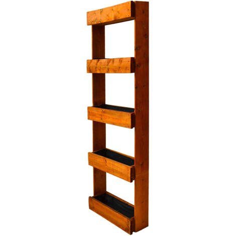 Orto Verticale Dritto 5 Livelli 71x16,5x164 cm Ortolegno Balcony in Legno di Pino color Castagno (1/3)