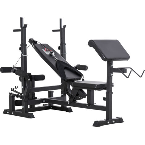 Panca da Palestra Regolabile con Supporto per Bilanciere 210x110x103-123 cm in Acciaio e PU Nero