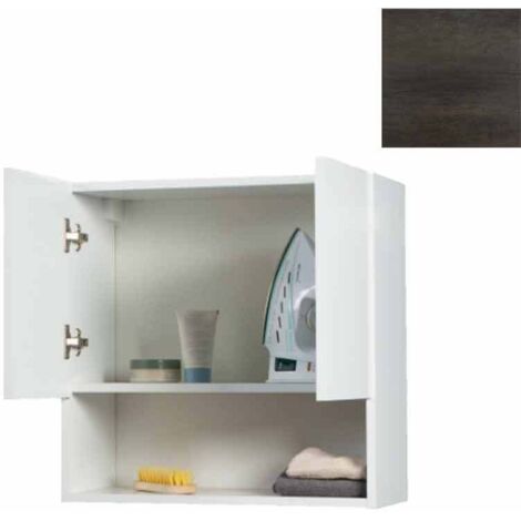 Pensile Bagno Lavanderia con 2 Ante e Vano a Giorno 57,5x27x58 cm in Nobilitato Olmo Scuro (1/4)