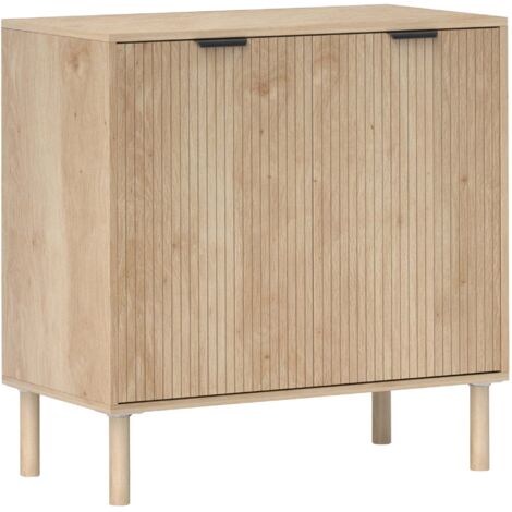 Madia Mobile Soggiorno Multiuso 78x40x77,5 cm Pannello a Doghe in Legno Rovere (1/5)