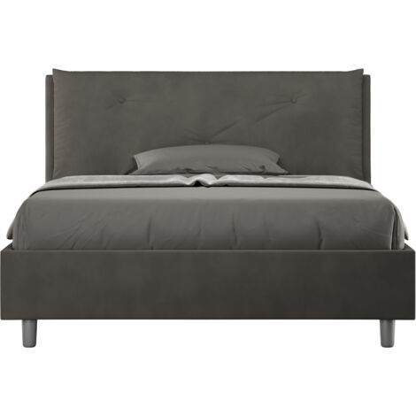 Letto Matrimoniale Francese 140x200 cm Senza Rete Imbottito in Microfibra Appia Large Grigio (1/5)