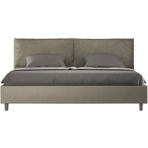 Letto Matrimoniale King Size 200x210 cm Senza Rete Imbottito in Similpelle Antea Large Cappuccino (1/5)
