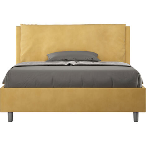 Letto Matrimoniale Francese 140x200 cm Senza Rete Imbottito in Microfibra Antea Large Ocra (1/5)