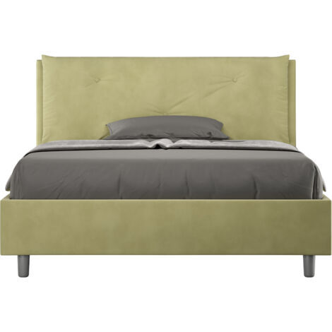 Letto Matrimoniale Francese 140x200 cm Senza Rete Imbottito in Microfibra Appia Large Tè Verde (1/5)