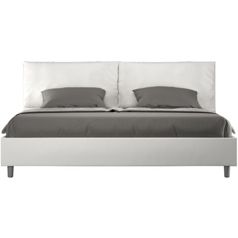 Letto Matrimoniale King Size 200x210 cm Senza Rete Imbottito in Similpelle Antea Large Bianco (1/5)
