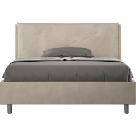 Letto Matrimoniale Francese 140x200 cm Senza Rete Imbottito in Microfibra Appia Large Sabbia (1/5)
