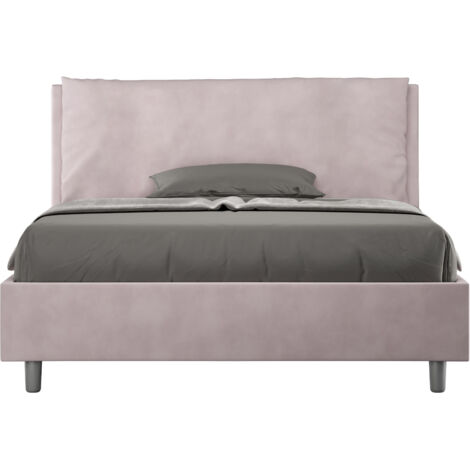 Letto Matrimoniale Francese 140x200 cm con Rete e Contenitore Imbottito in Microfibra Antea Large Glicine (1/5)