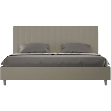Letto Matrimoniale King Size 200x200 cm con Rete Imbottito in Similpelle Agueda Cappuccino (1/5)