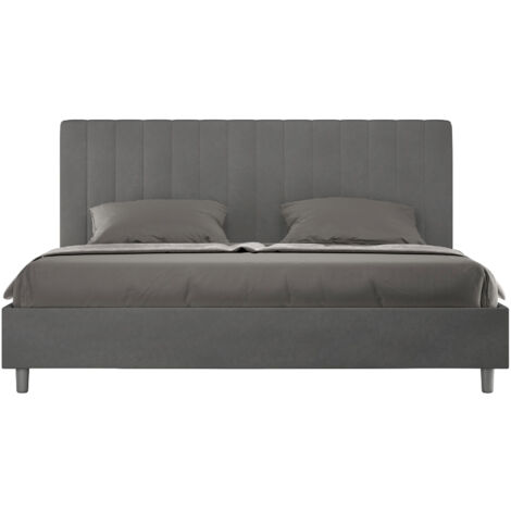 Letto Matrimoniale King Size 180x210 cm Senza Rete Imbottito in Microfibra Agueda Grigio (1/5)
