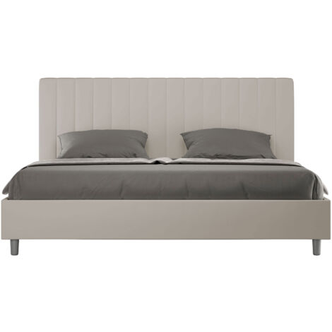 Letto Matrimoniale King Size 180x190 cm con Rete Imbottito in Similpelle Agueda Tortora (1/5)