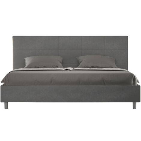 Letto Matrimoniale King Size 180x210 cm con Rete Imbottito in Microfibra Mika Grigio (1/5)