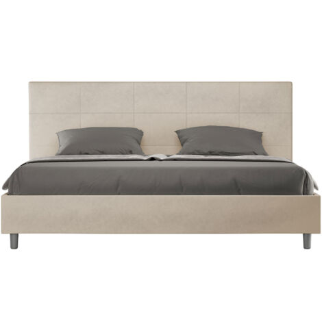 Letto Matrimoniale King Size 180x210 cm con Rete Imbottito in Microfibra Mika Sabbia (1/5)