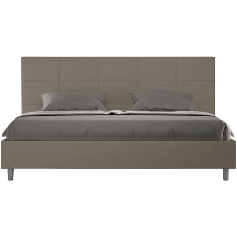 Letto Matrimoniale King Size 180x200 cm Senza Rete Imbottito in Similpelle Mika Cappuccino (1/5)