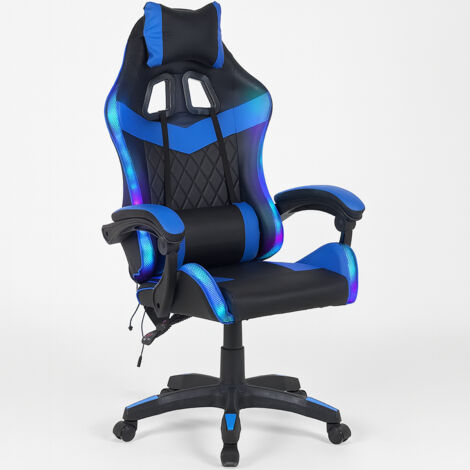 MUWO DEV1L E-Sports Sedia Da Gaming – Regolabile In Altezza, Schienale Fino A 170°, PVC Nero, Portata 150 Kg - 2
