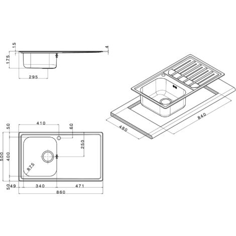 Lavello Cucina 1 Vasca 86x50 cm in Acciaio Inox Apell Melodia Gocciolatoio Sinistro