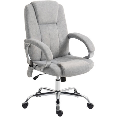 Sedia da Ufficio Operativa Massaggiante a 4 Punti con Riscaldamento 65x70x111-119 cm Tessuto Vellutato Grigio (1/5)