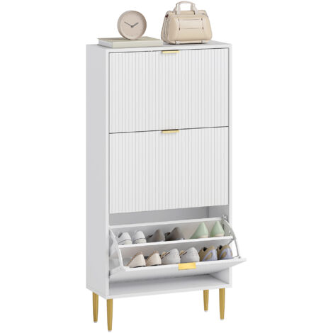 Scarpiera Stretta con Ante e Organizer Sottile per riporre Scarpe nascoste,ripiano d'ingresso a 3 Livelli e Design salvaspazio Indipendente (Dimensioni:50 * 17 * 125 cm