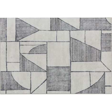 Tappeto Moderno Antiscivolo 230x160x0,7 cm Linee Geometriche in Poliestere Grigio (1/5)