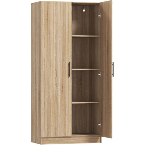 Mobile Cucina Multiuso Credenza Moderna 75x40x165 cm Ante a Chiusura Ammortizzata Color Legno (1/5)