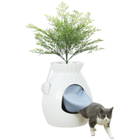 Lettiera Chiusa per Gatti a Forma di Vaso 50x48,5x58,7 cm in ABS e Acciaio Inox Bianco