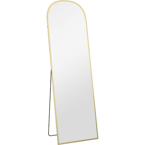 Specchio a Figura Intera da Terra o Parete 50x170cm con Supporto Pieghevole in Lega di Alluminio Oro (1/5)