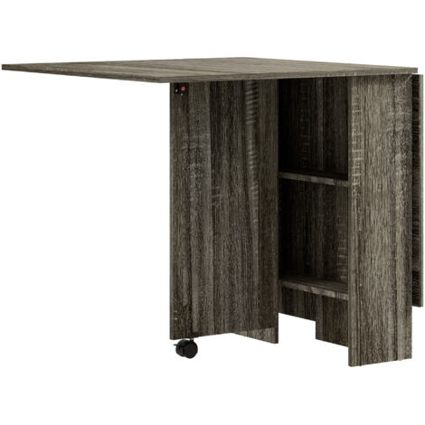 Tavolo Salvaspazio a Ribalta 140x75x74 cm fino a 6 Persone Rivestimento in Melamina Grigio (1/5)
