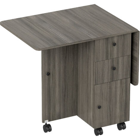 Tavolo Salvaspazio a Ribalta 120x60x76,5 cm con Armadietto e Cassetti Rivestimento in Melamina Grigio (1/5)