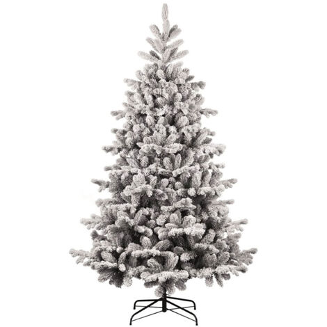 Albero di Natale Artificiale Floccato Effetto Realistico Innevato 180 cm 628 Rami Montaggio a Ombrello Effetto Neve (1/2)