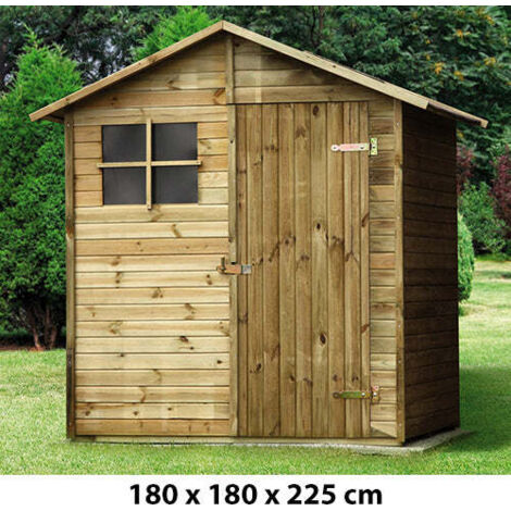 Casetta Box Capanno in Legno per Attrezzi con Porta e Finestra 180X180X225Cm