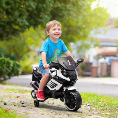 AIYAPLAY Moto Elettrica Bambini 6V Con Musica E Luci LED - 3-5 Km/h, Per 3-6 Anni, Nero
