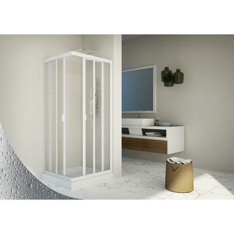 Box Doccia In PVC Con Apertura A Soffietto - 70x70cm, Altezza 175cm, Bianco - Foto 5