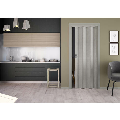 Porta A Soffietto In PVC Luciana - Grigio, 88,5x214 Cm, Per Interni, Reversibile E Facile Da Installare