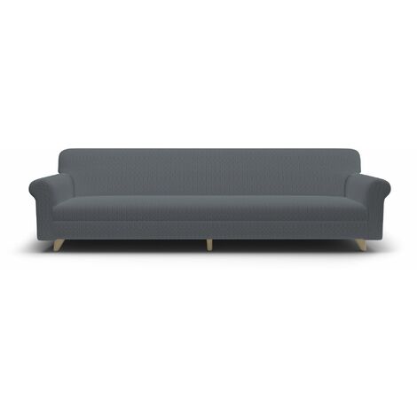 Copridivano Elasticizzato 4 Posti in Poliestere e Cotone Fashionable Grigio Scuro