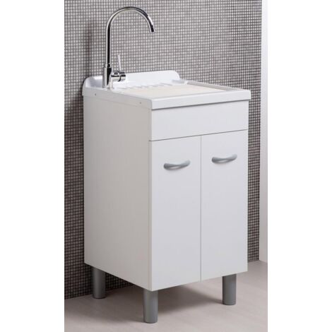 Mobile Lavatoio in ABS 50x40x88 cm 2 Ante Ambrosini Doris Bianco Opaco