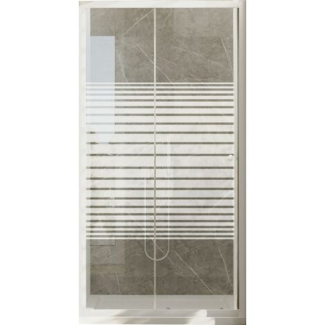 Porta Doccia 2 Ante Scorrevoli in Cristallo Serigrafato 4mm H185 Fosterberg Tonder Bianco 100 cm (1/3)