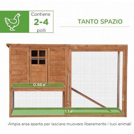 PawHut Pollaio da Giardino con Corsa e Zona di Nidificazione