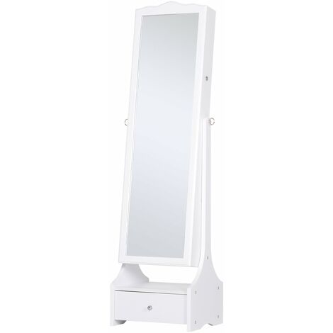 Armadio Portagioie a Specchio con Luci LED 45x36x150 cm Bianco