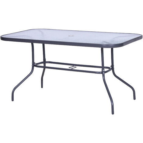 Tavolo da Giardino in Metallo e Vetro 140x80x70 cm Champs (1/5)